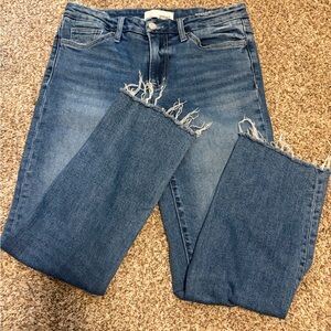 VERVET BY FLYING MONKEY Distressed Cropped Straight-Leg Jeans - Blue